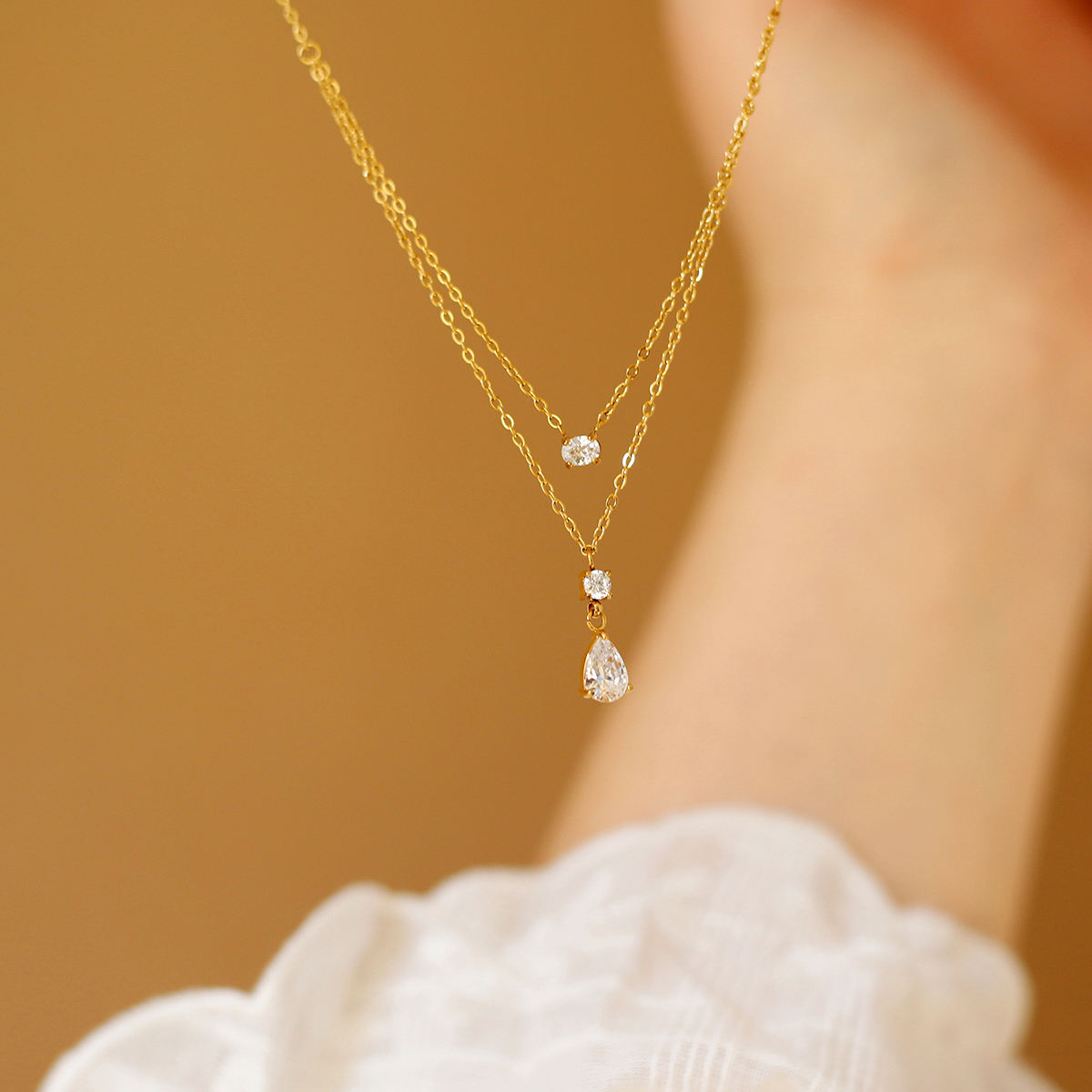 Cascade Double Layer CZ Necklace