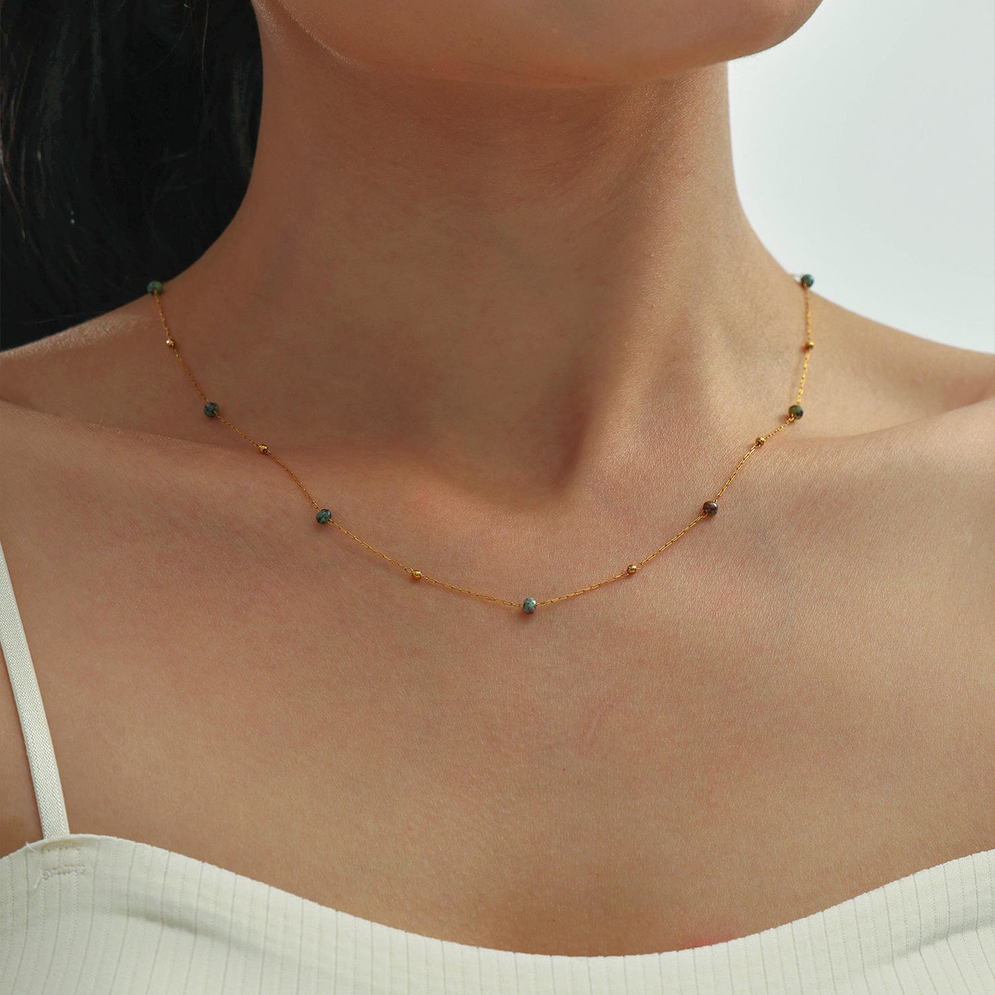 Terra Natural Stone Station Necklace