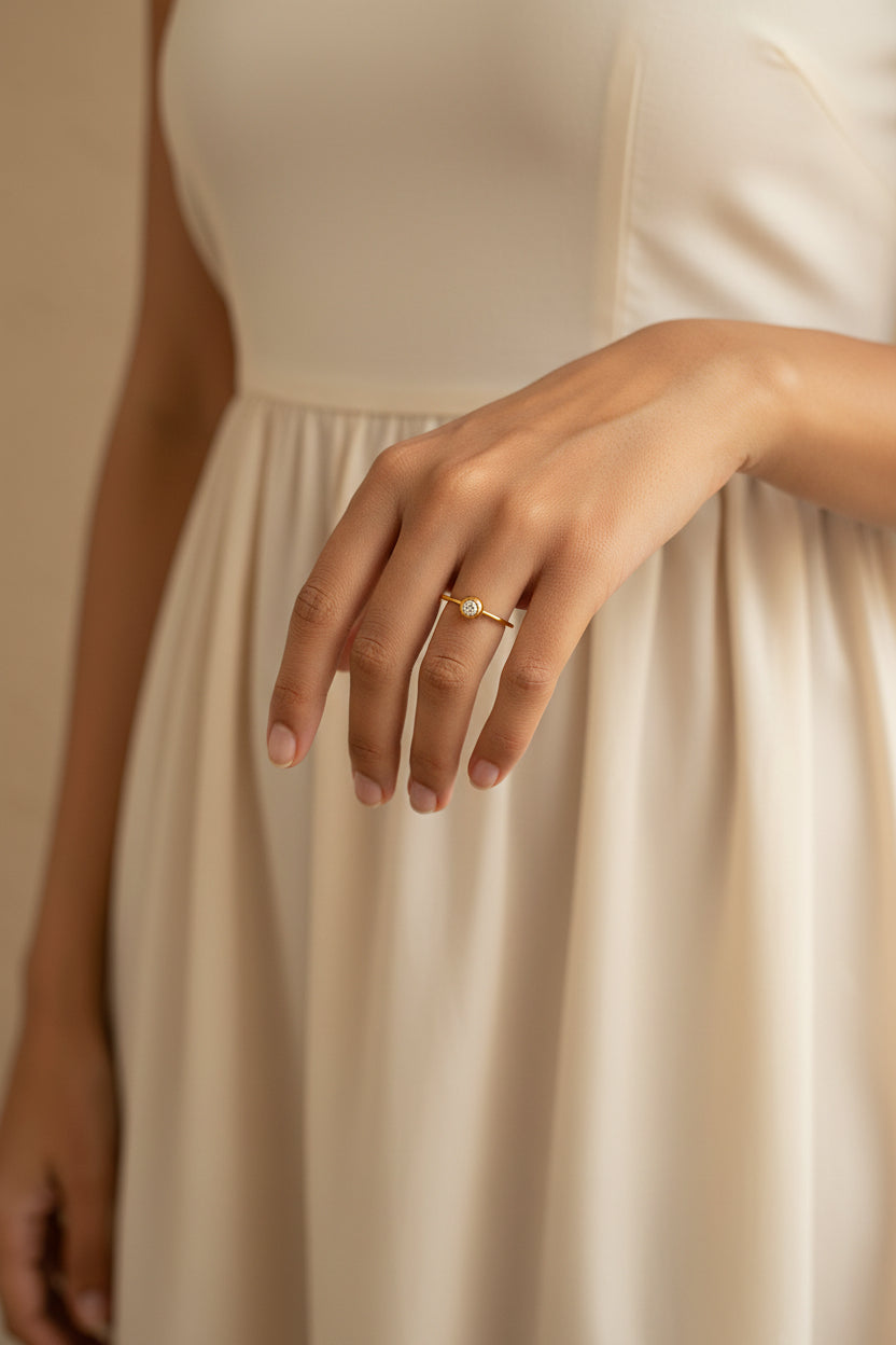 Solitaire CZ Band Ring