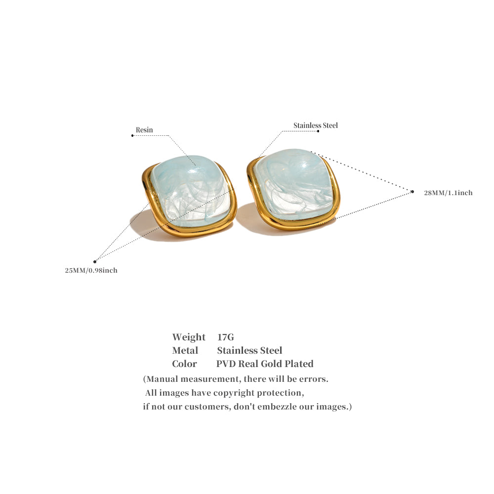 Glacier Square Bezel Studs