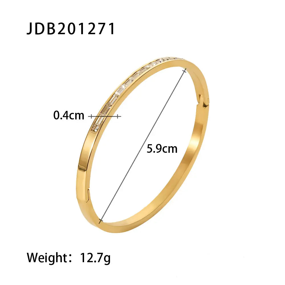 18k Gold Plated Rectangle Shape CZ Bangle Bracelet