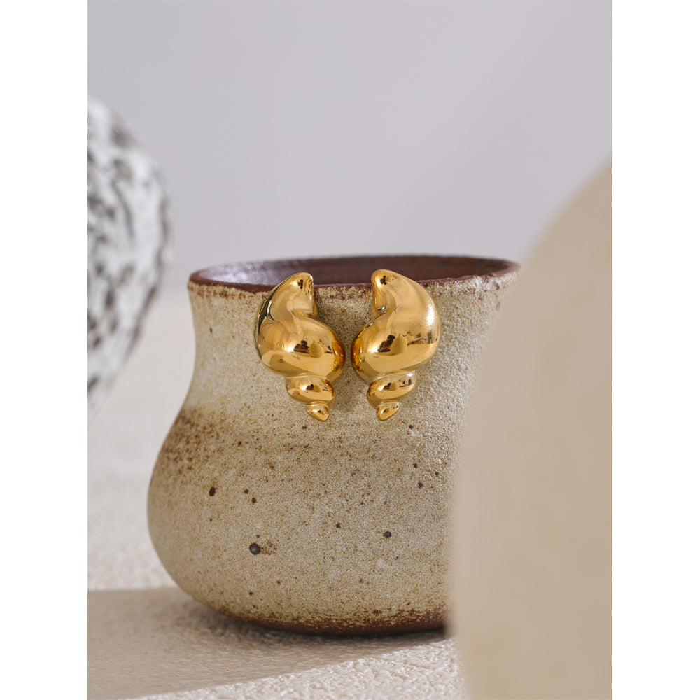 Chunky Golden Conch Studs