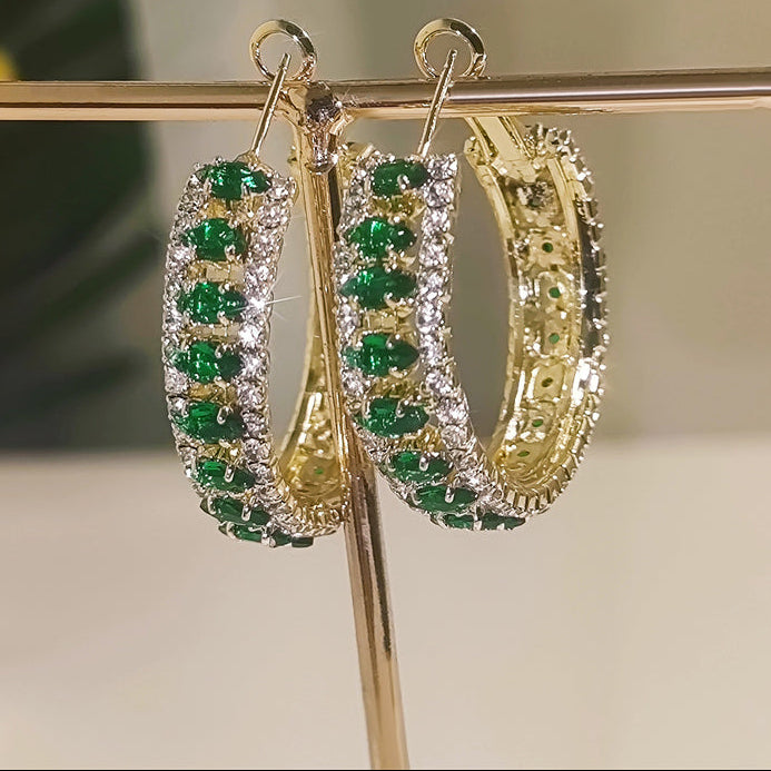 Emerald Crystal Band Hoops