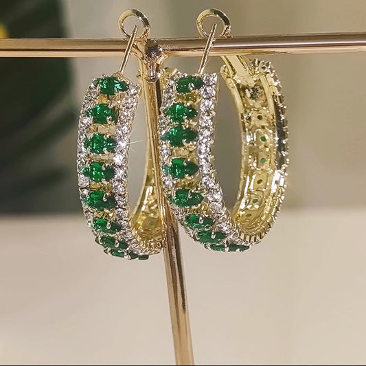 Emerald Crystal Band Hoops