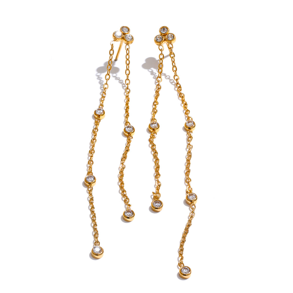 Dual Chain Crystal Drop Hangings