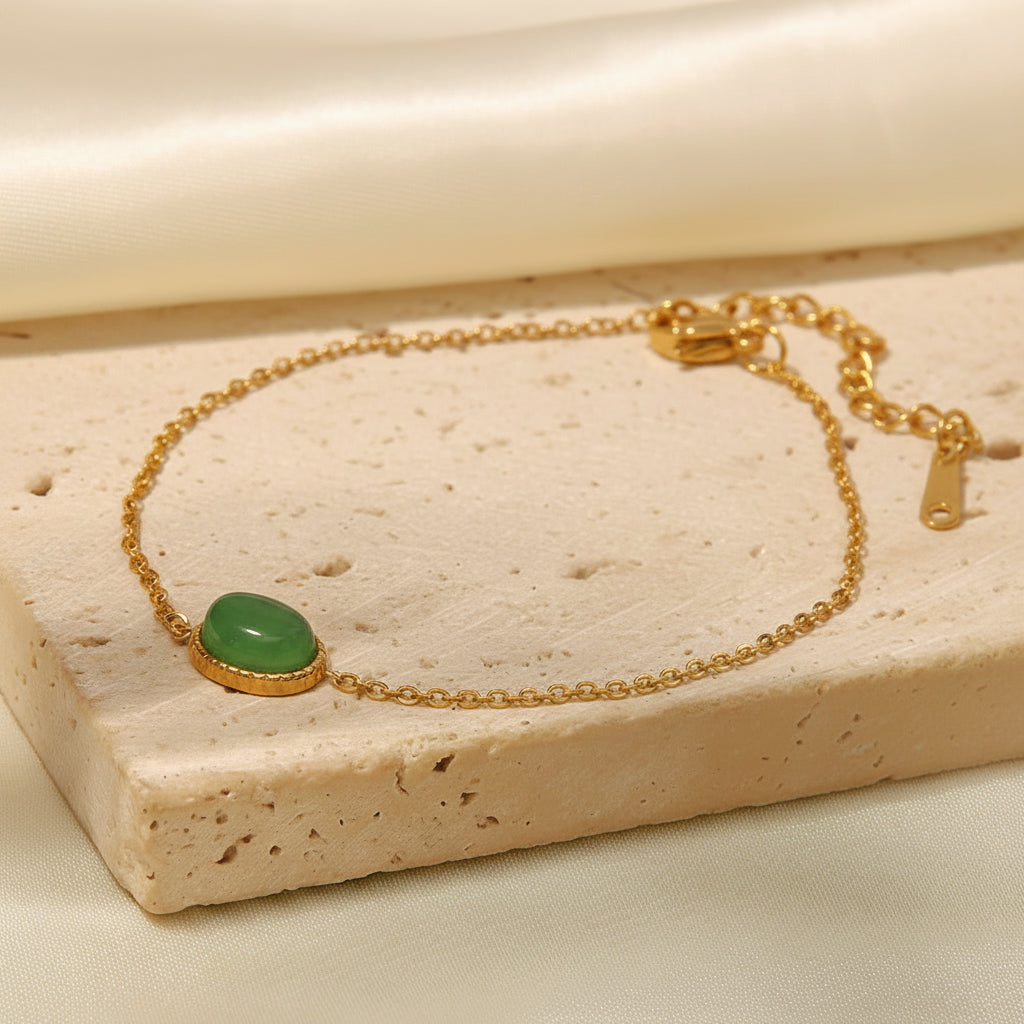 Oval Jade Bezel Bracelet