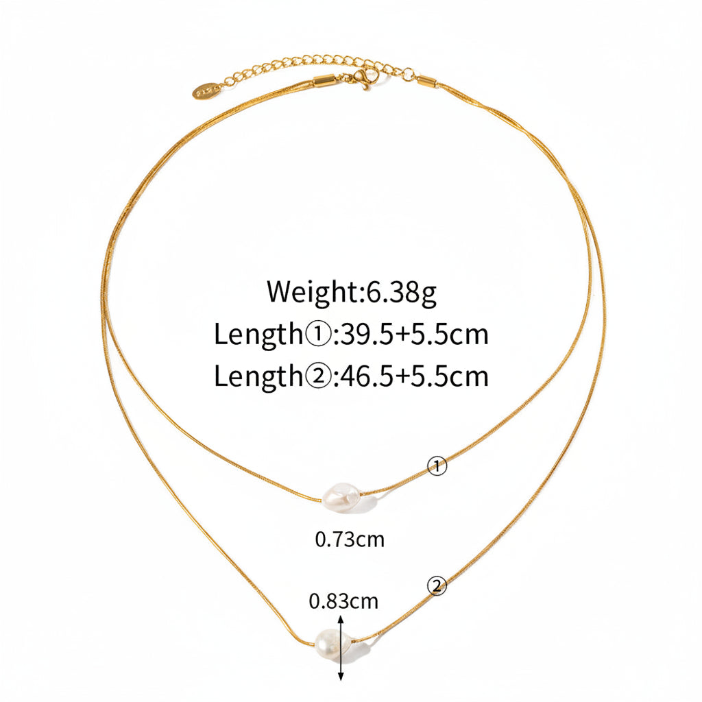 Pearl Double Layer Chain Necklace