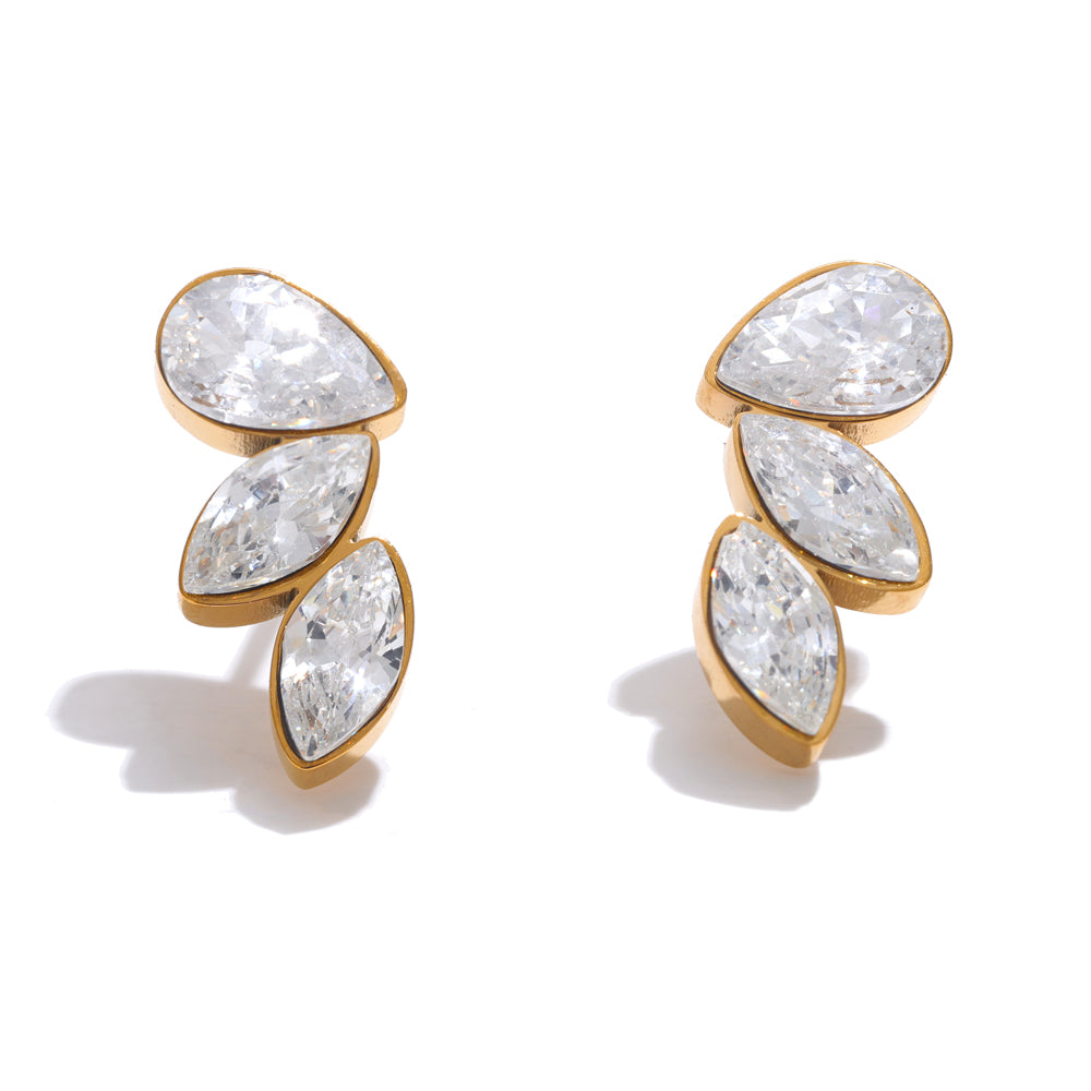 Trio Crystal Bezel Studs