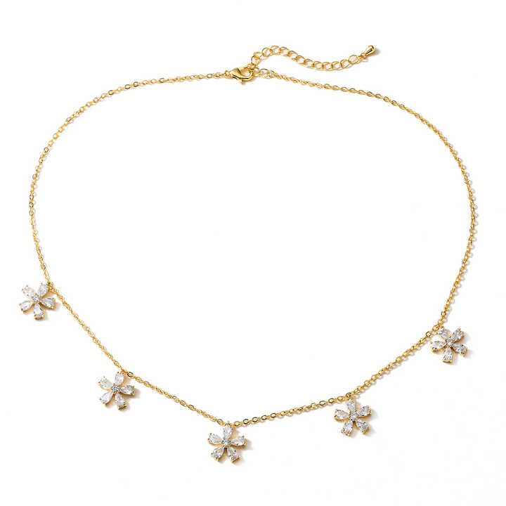 CZ Flower Clover Necklace