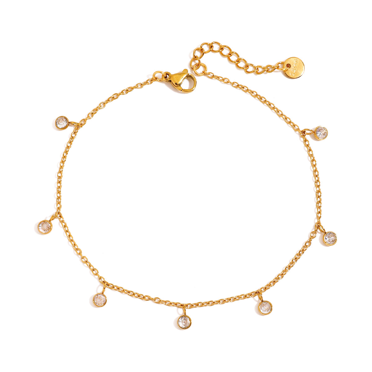 18K Gold Plated Round CZ Stone Anklet