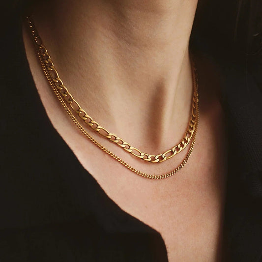 18K Gold PVD Plated Link Chain Statement Necklace
