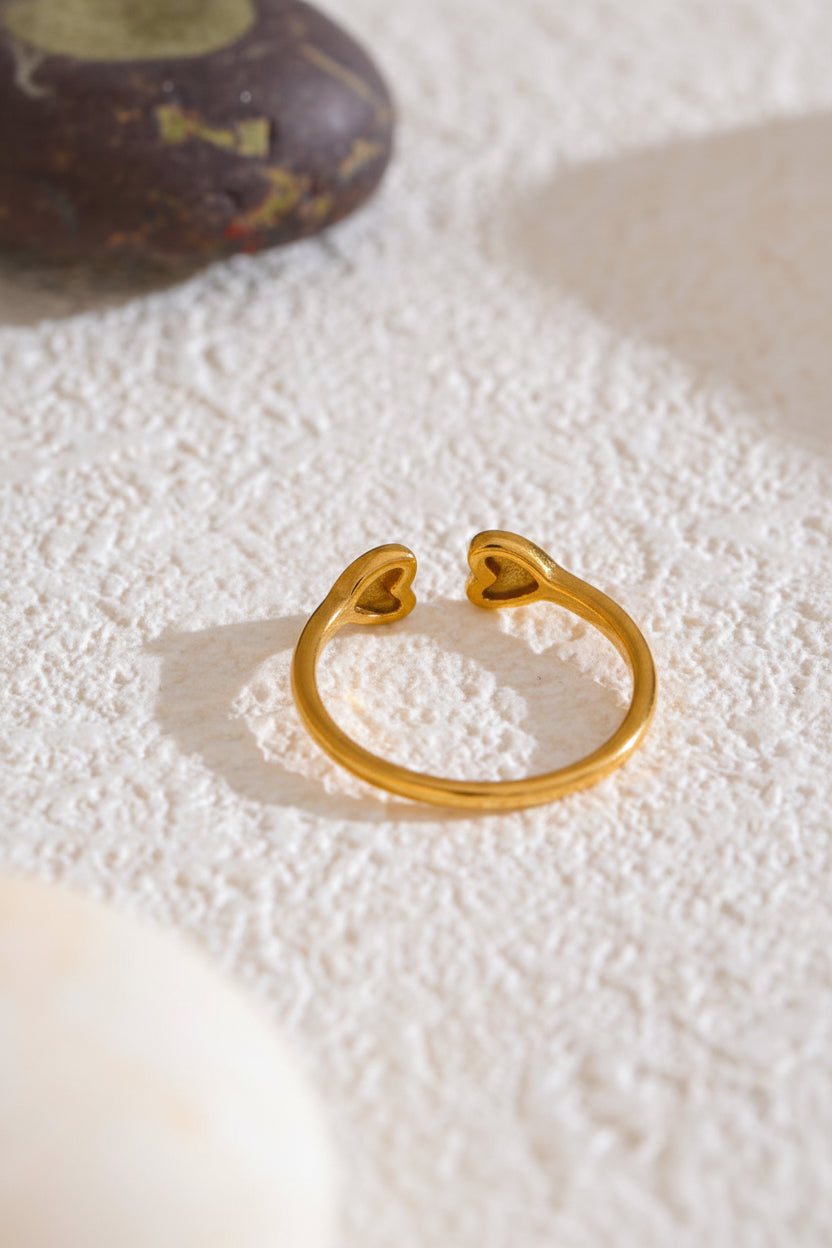 Twin Hearts Open Ring