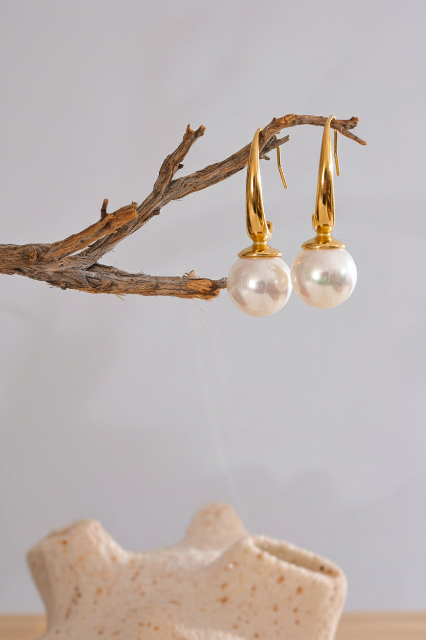 Classic Pearl Drop Hoops