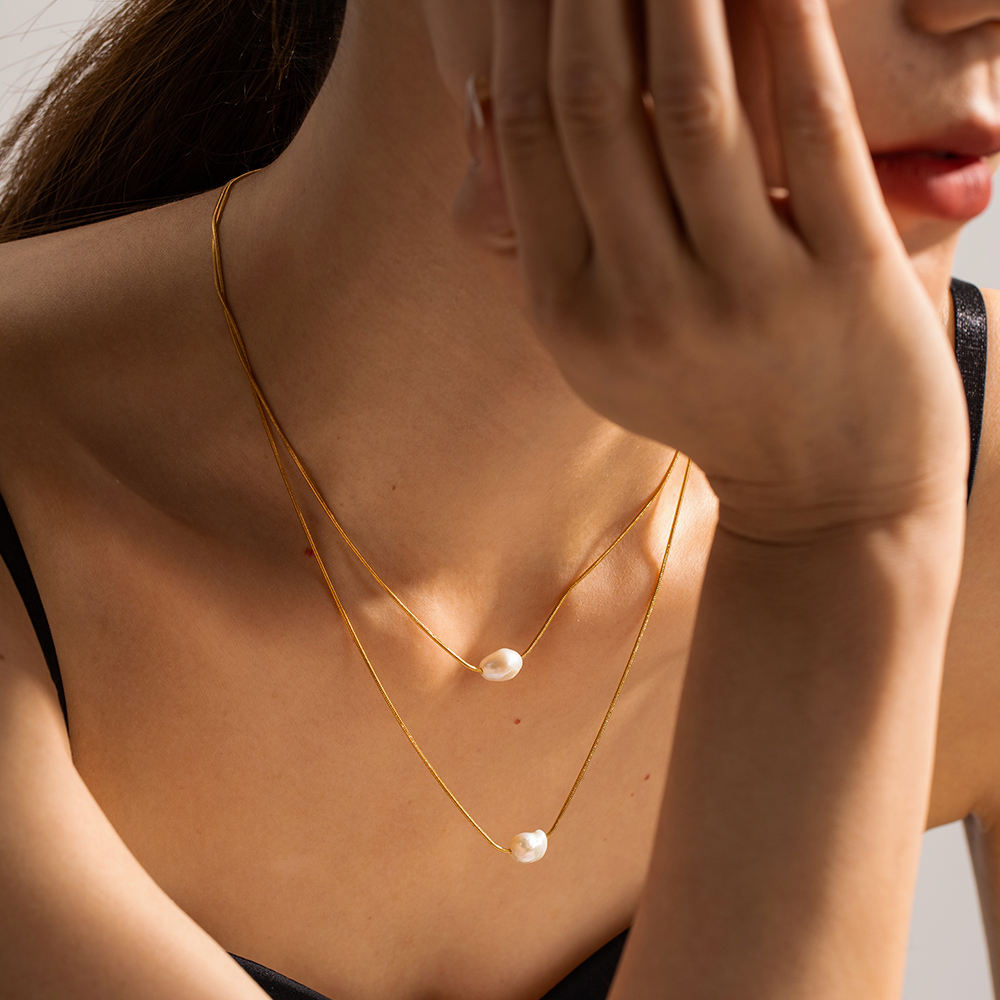Pearl Double Layer Chain Necklace