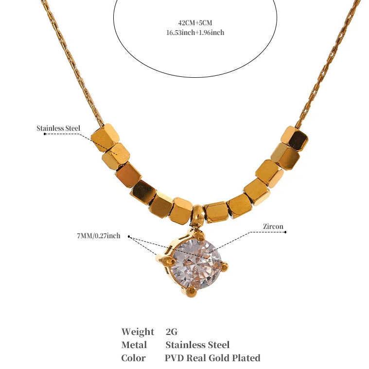 Cube Bead Crystal Drop Necklace