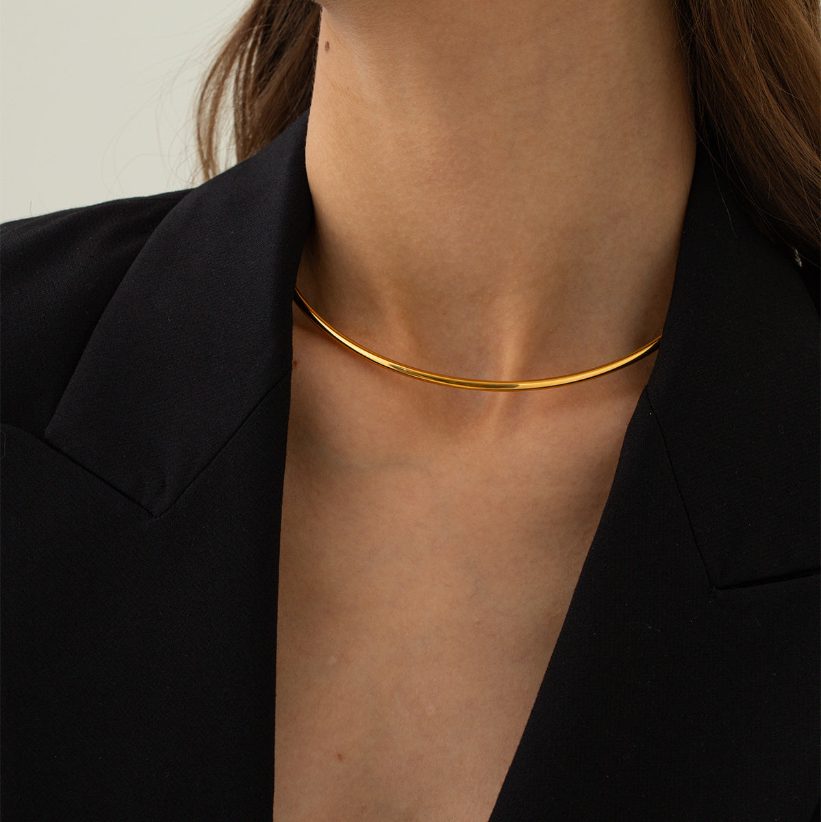 18K Gold Plated 3mm Smooth Collar Neck Choker