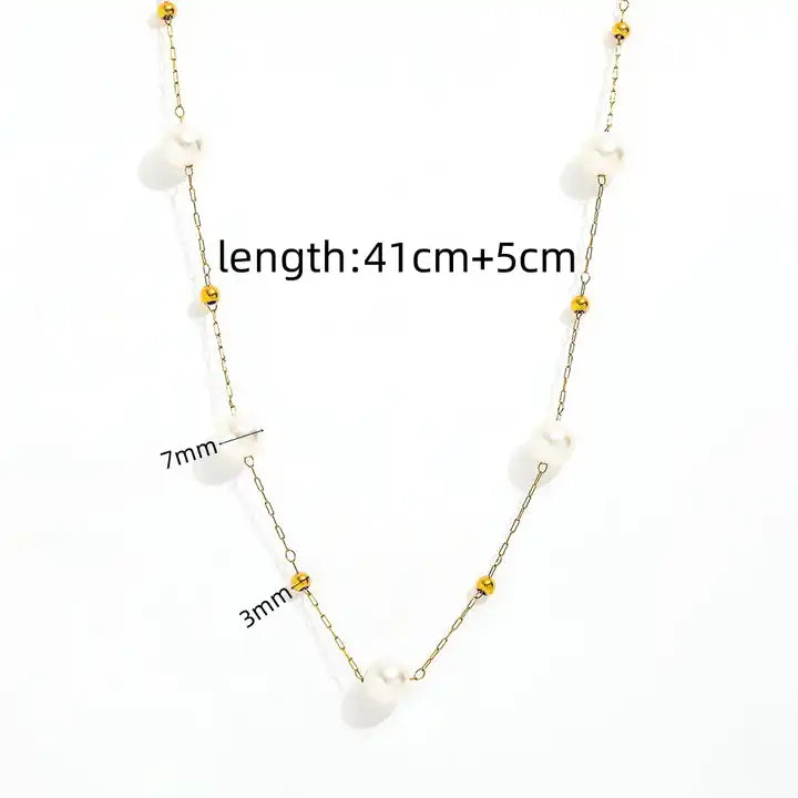 Imitation Pearl Dainty Chain Beads Necklace
