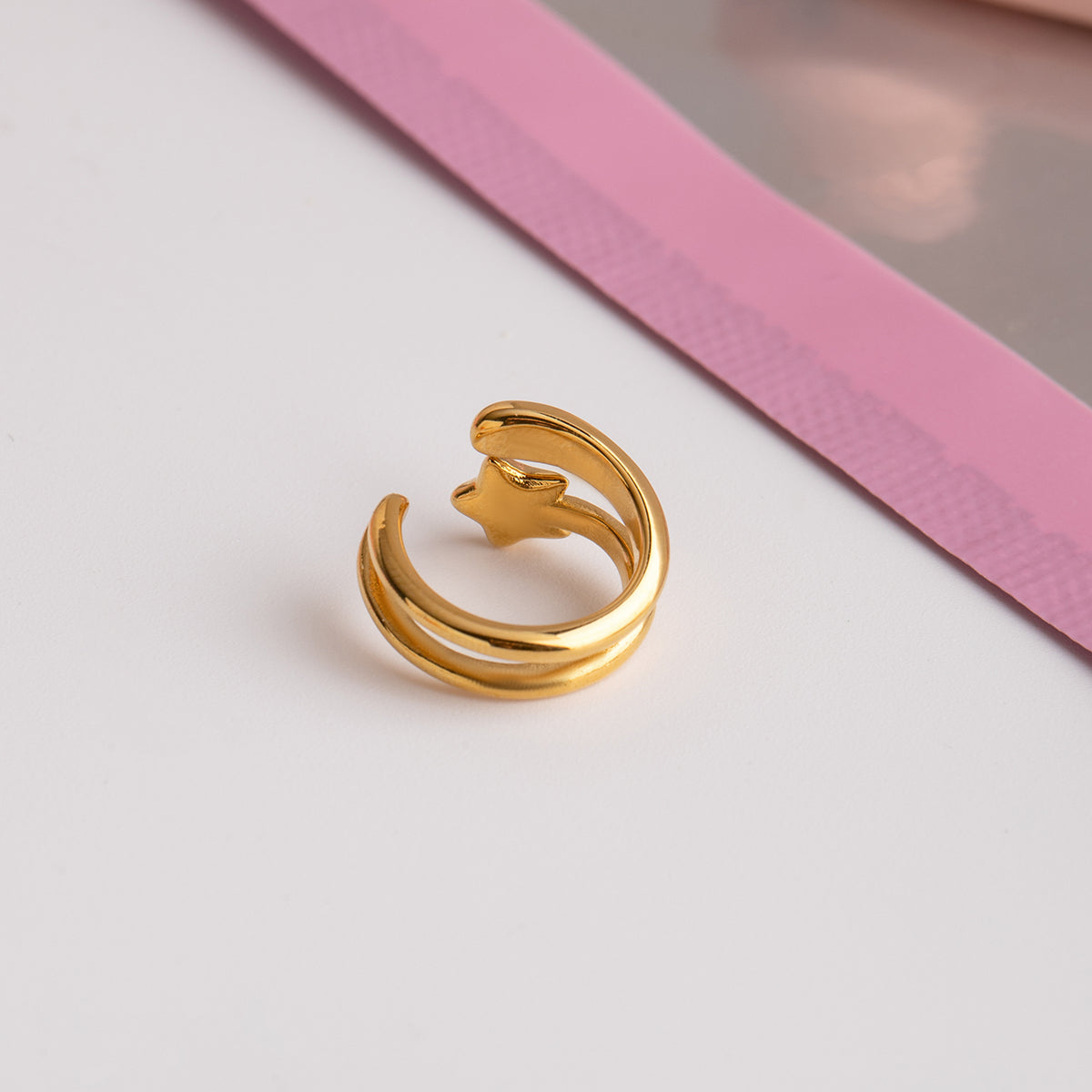 18K Gold Plated Cuff Earrings with Star Rhinestone