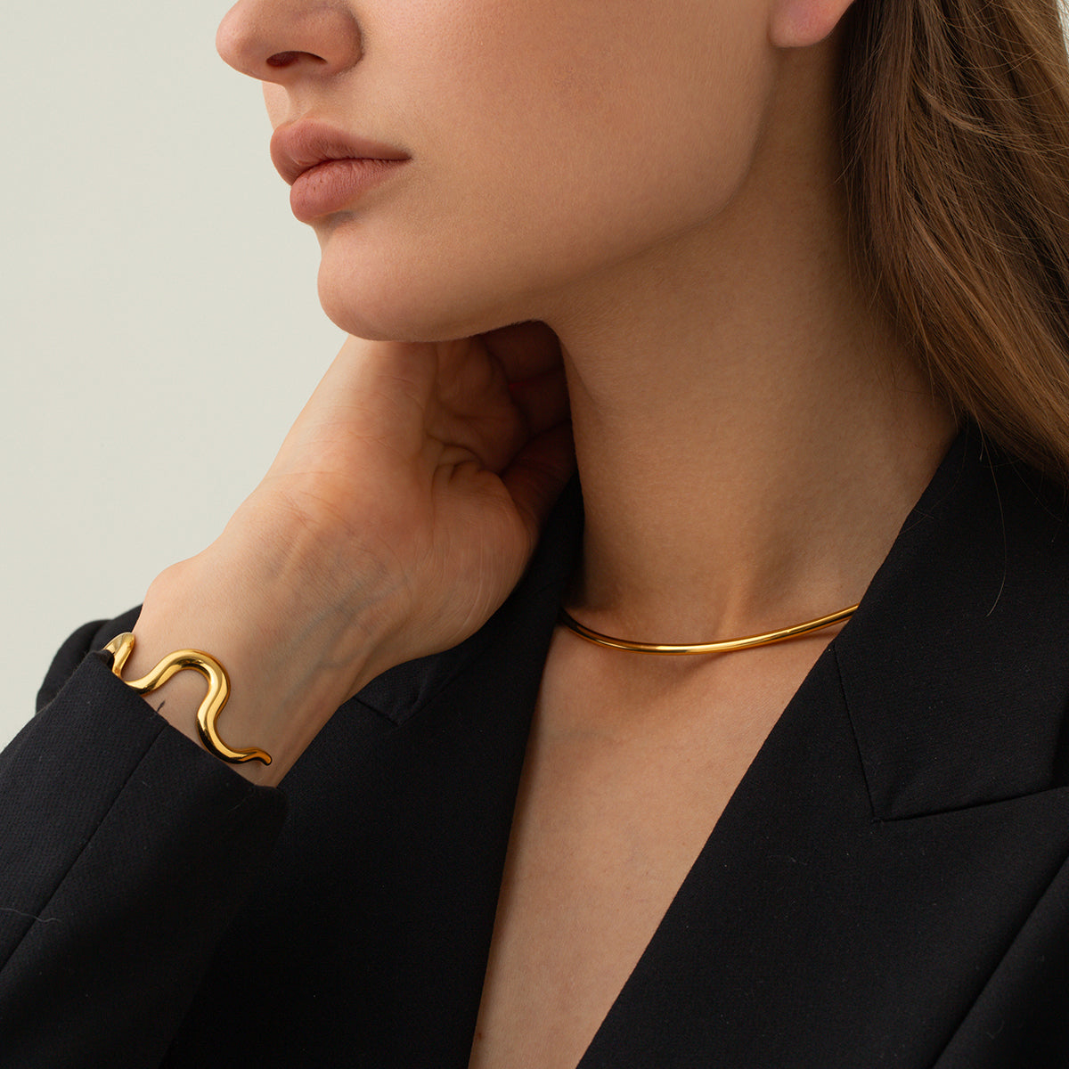 18K Gold Plated 3mm Smooth Collar Neck Choker