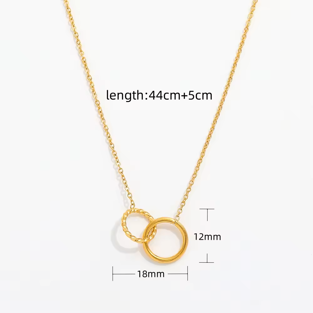 18k Gold Plated Double Circle Pendant Necklace