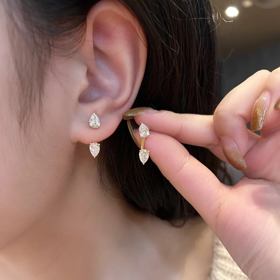 Teardrop Crystal Ear Jacket Earrings