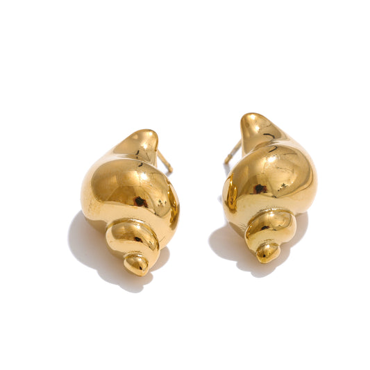 Chunky Golden Conch Studs