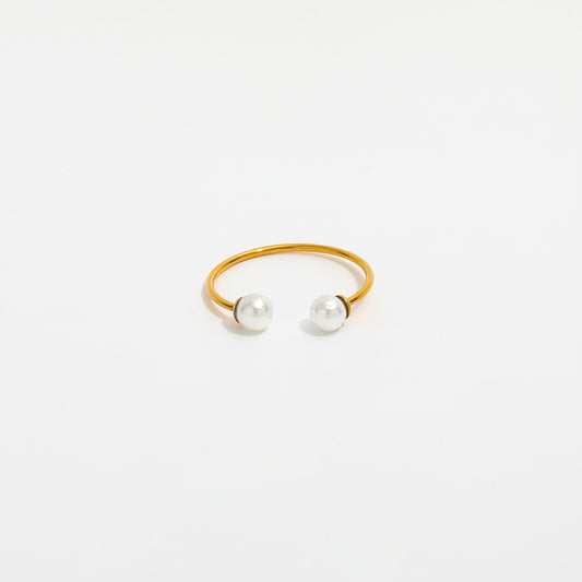Dual Pearl Open Ring