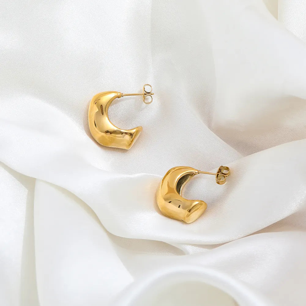 Irregular Stainless Steel Hollow Hoop Earring