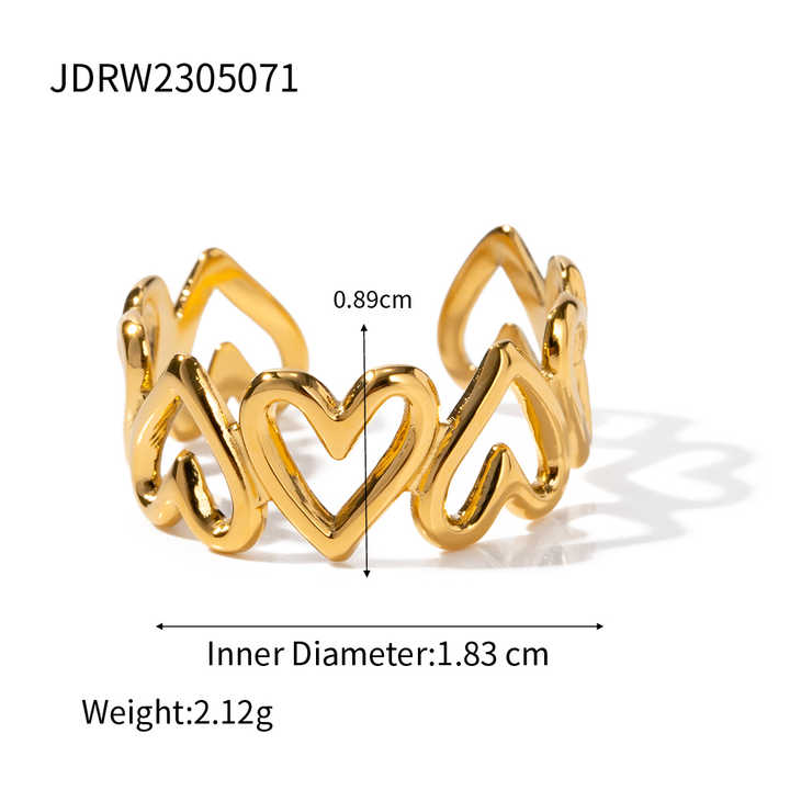 18K Gold Plated Heart Shaped Ring