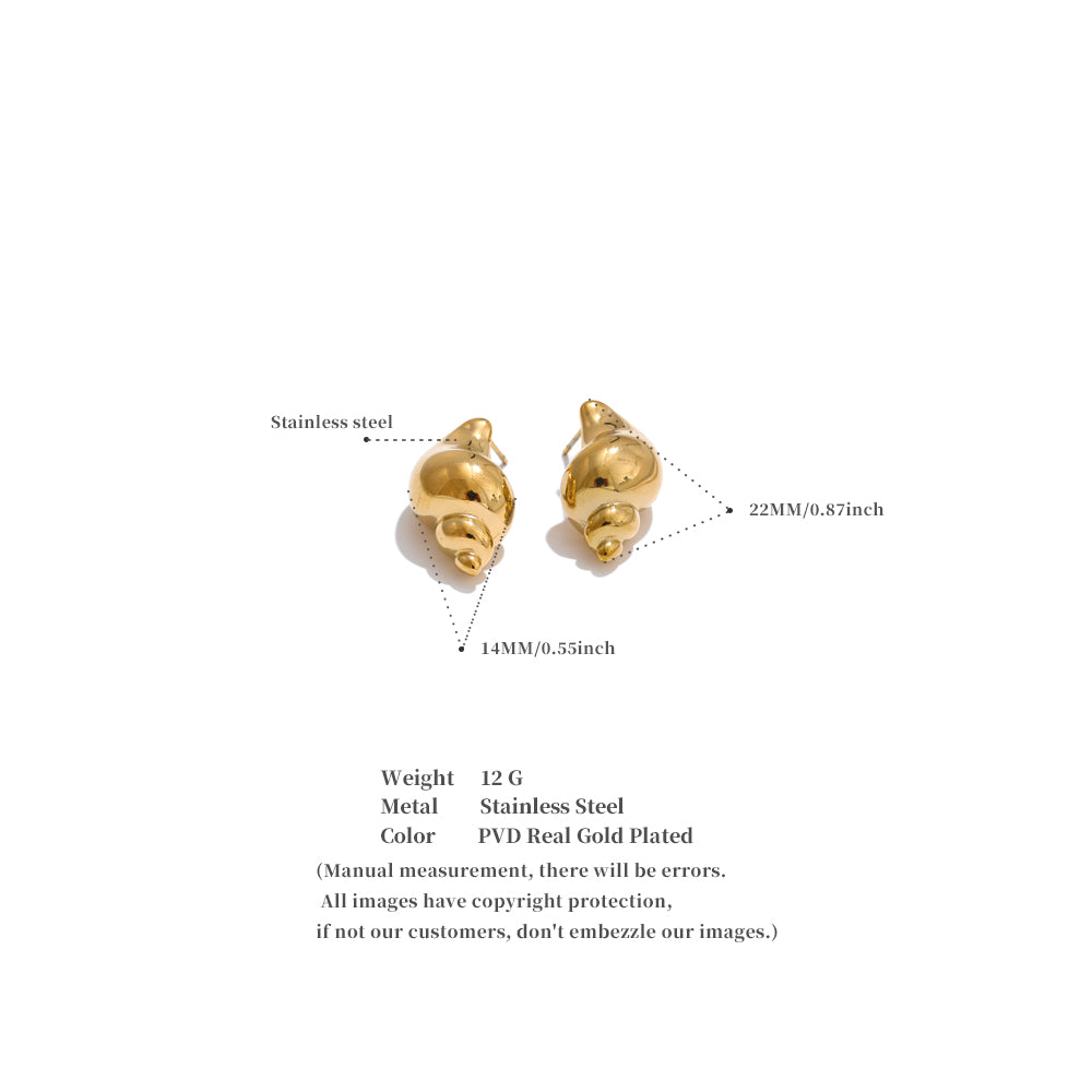 Chunky Golden Conch Studs