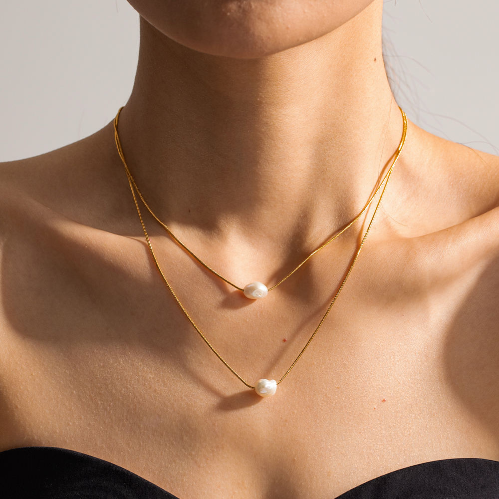 Pearl Double Layer Chain Necklace