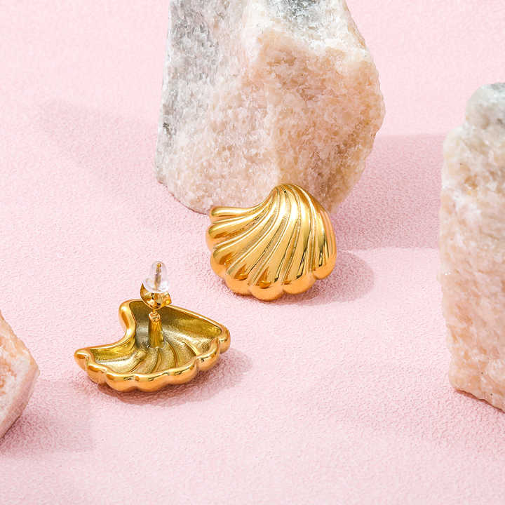 18k Gold Plated water Wave Shell Earrings