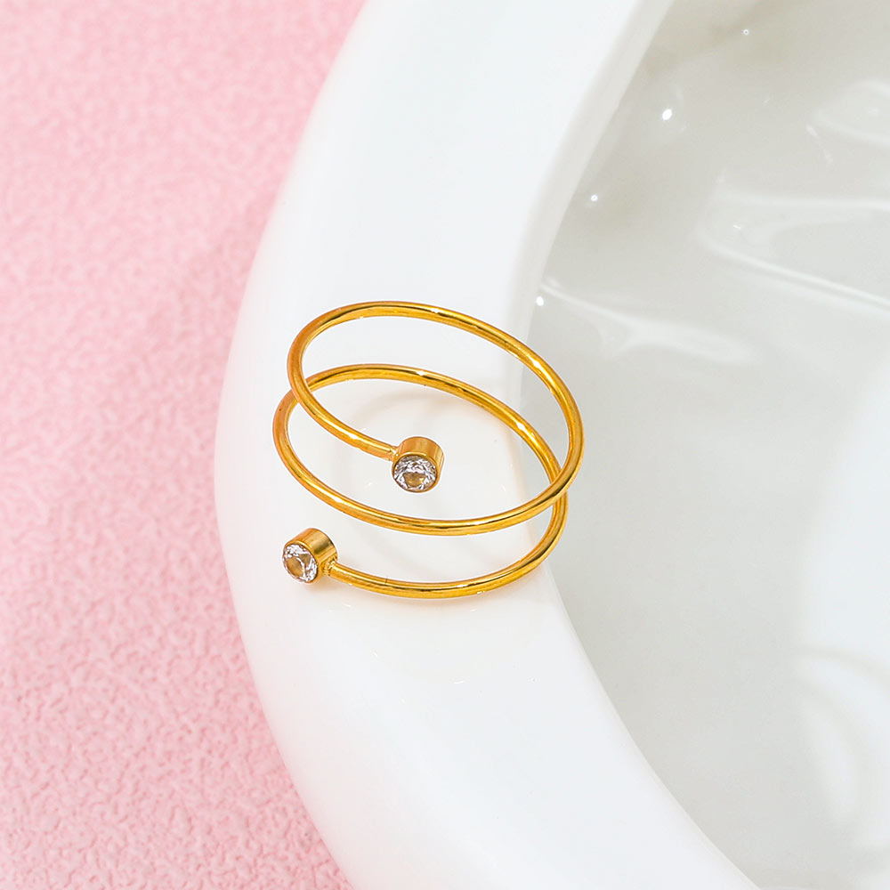 Double Spiral Crystal Ring