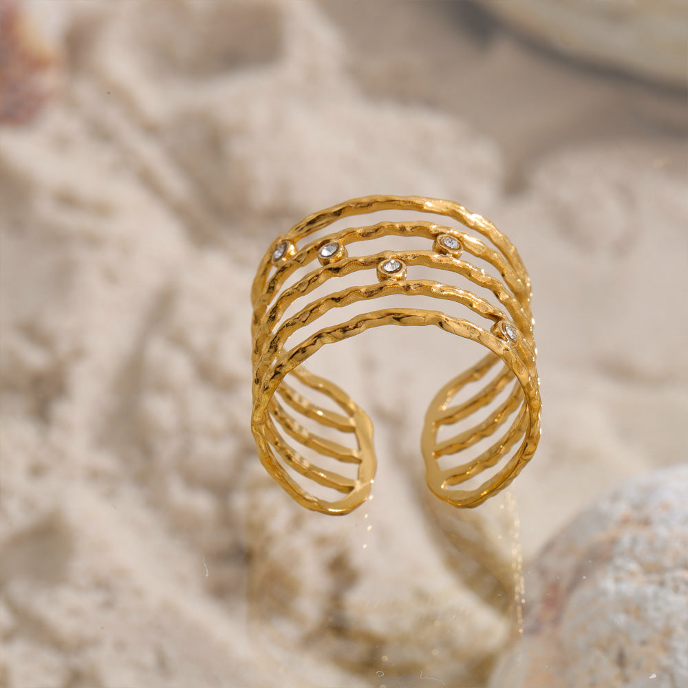 Multi-Row Crystal Cuff Ring