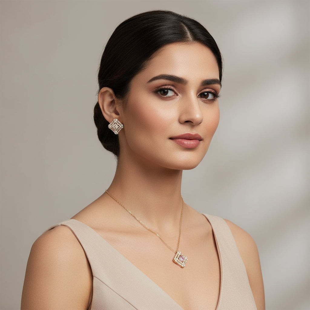 Diamond Zirconia Necklace Set