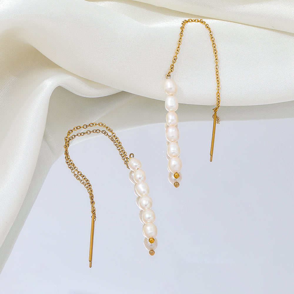 Pearl Threader Drop Earrings