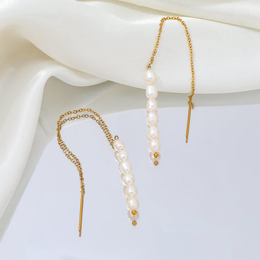 Pearl Threader Drop Earrings