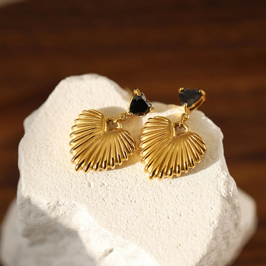 Black Zircon Shell Earrings