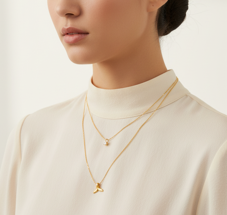 Mermaid Crystal Layered Necklace