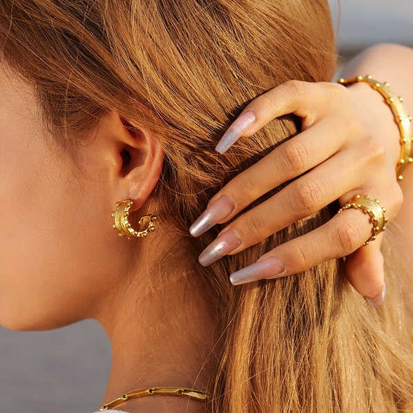 Studded Edge Hoop Earrings