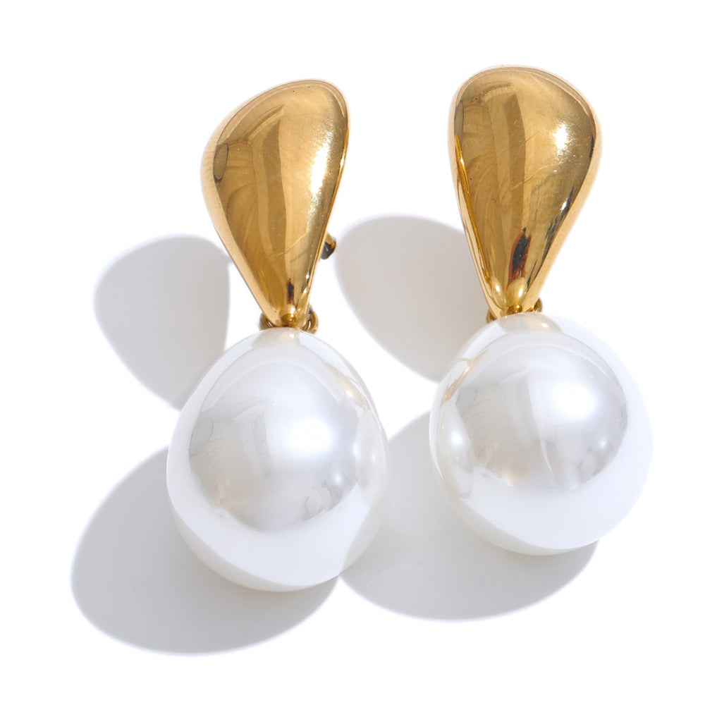 Gold Shield Pearl Drop Hangings