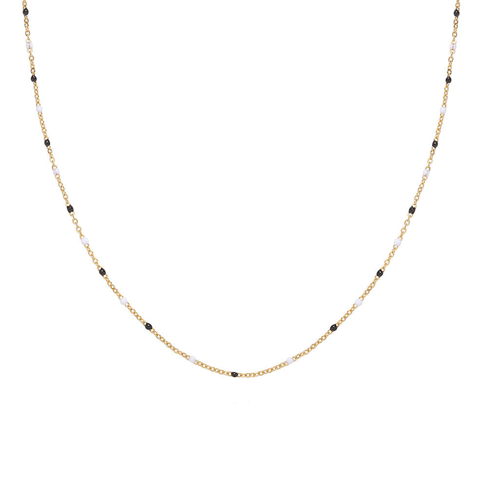 18K GP White and Black Bead Chain