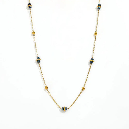 Indigo & Gold Bead Necklace
