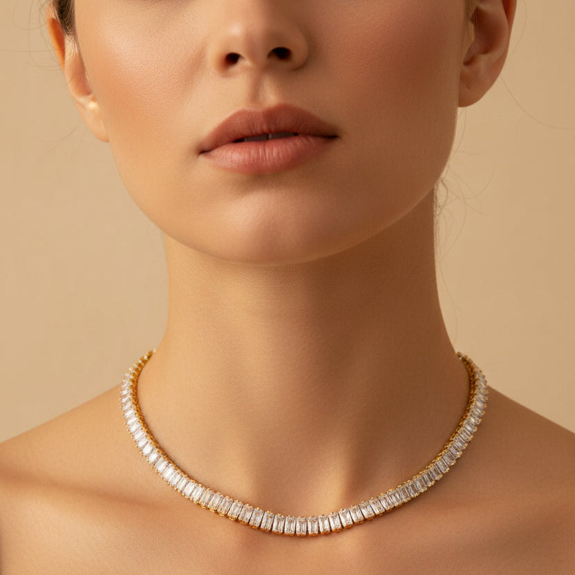 Crystal Baguette Chain Necklace