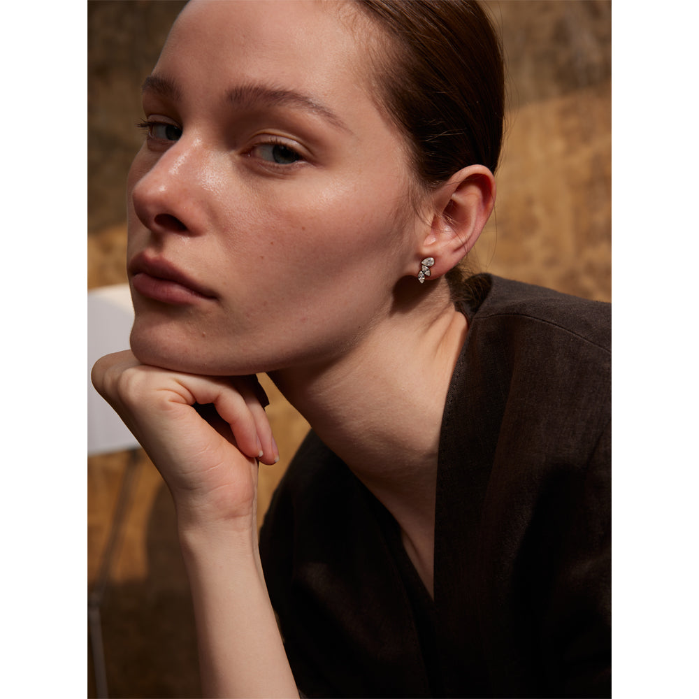 Trio Crystal Bezel Studs