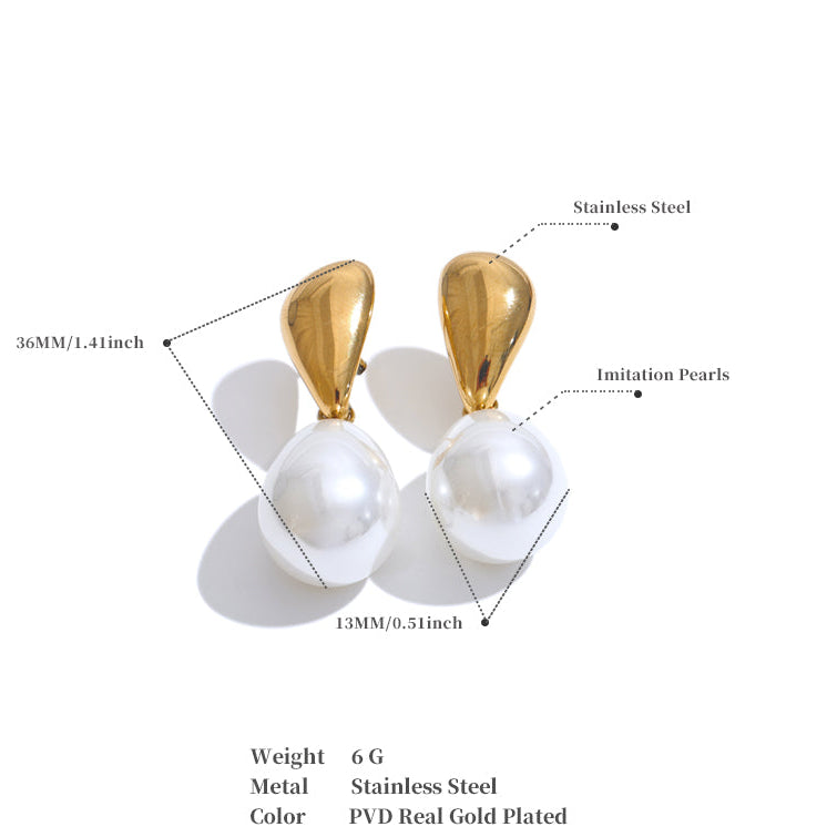 Gold Shield Pearl Drop Hangings