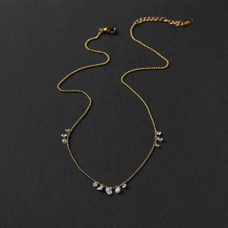 18K GP Multi-Diamond Drop Necklace