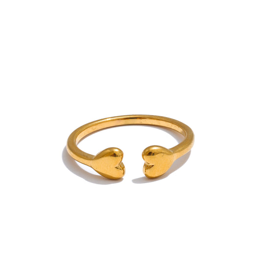 Twin Hearts Open Ring