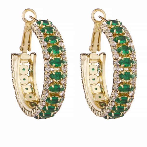 Luxury Emerald CZ Earrings Popular Hoop Earring