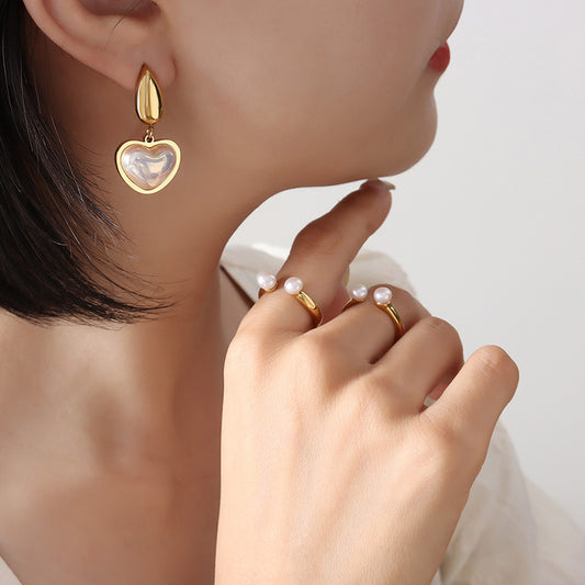 18k GP Heart Shaped Pearl Earrings